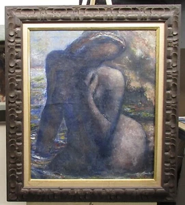 Vernon Tong 1950s Modernist Bathing Nude Painting Listed Jamaican Artist - Picture 1 of 11