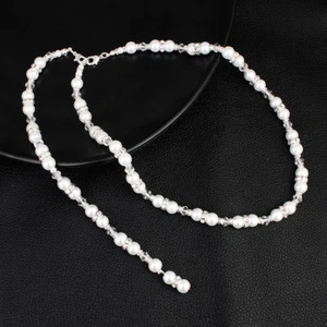 Fantastico Sparkled Perla Ciondolo Moda Retro Collana Strass Catena Gioielli - Foto 1 di 5