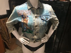 Rare Tony Alamo Vintage Denim Jacket NFL New York Giants Rhinestone Twin Tower - Picture 1 of 22