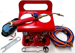 PORTABLE OXY SET KIT INCLUDING 3 X HEADS 1 X HOSE SET 1 X STAND TORCH GUN & ACCS - Picture 1 of 7