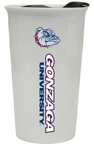 GONZAGA BULLDOGS 12OZ CERAMIC TUMBLER-GONZAGA UNIVERSITY TRAVEL MUG w/ LID Cover