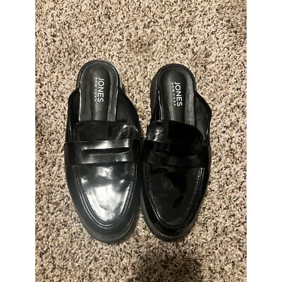 Jones New York Lug Sole Mules - Black Patent Leather Loafer Slides 8.5 - Image 1 of 4