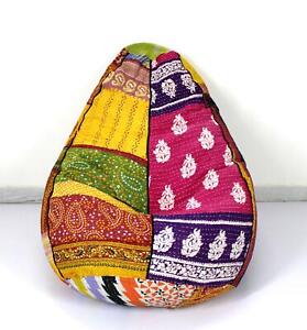 Handmade Sacco Chair Cotton Kantha Bohemian Bean Bag Stool Chair Indian Art d
