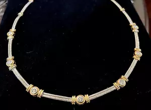 COLLAR DIAMANTE NATURAL ORO BLANCO Y AMARILLO 14K ESTACIÓN VALORACIÓN $7,500 - Imagen 1 de 24