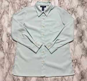 Denim And Co Mens Dress Shirt Size M Green Light Long Sleeve Pocket EUC - Picture 1 of 7