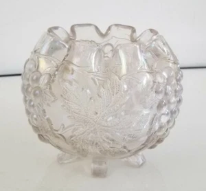 Vintage Dugan Glass White Carnival Glass Grape Delight Footed Rose Bowl - Picture 1 of 11