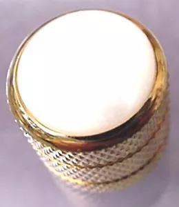GOLD AUFSTECKBARER GITARRENKNOPF MIT WEISSEM PERLOID - Bild 1 von 1