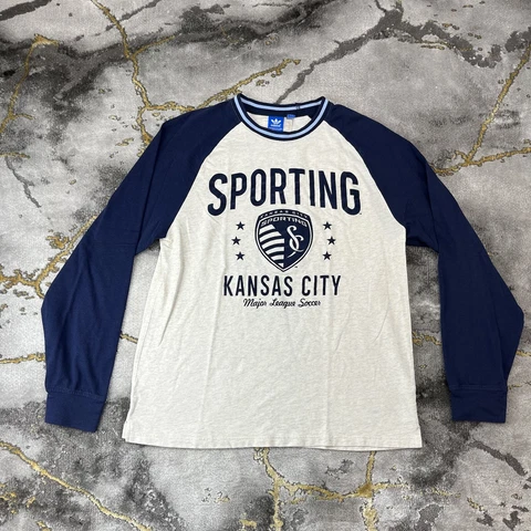 Kansas City Sporting T-Shirt Men’s Large Adidas Soccer Shirt Long Sleeve Adult Cover
