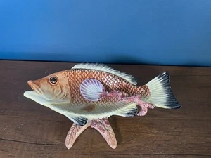 FITZ FLOYD Porzellan FISCHFORELLENSCHALE Dip Sauce SCHÜSSEL mit Löffel - Bild 1 von 5