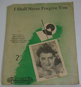 Vintage Sheet Music I Shall Never Forgive You Margaret Kerr Australian 1944 - Picture 1 of 2