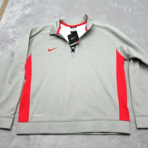 Nike Therma Fit Sweatshirt Boys Large Gray Colorblock Core Fleece 1/4 Zip NEW - Picture 1 of 12