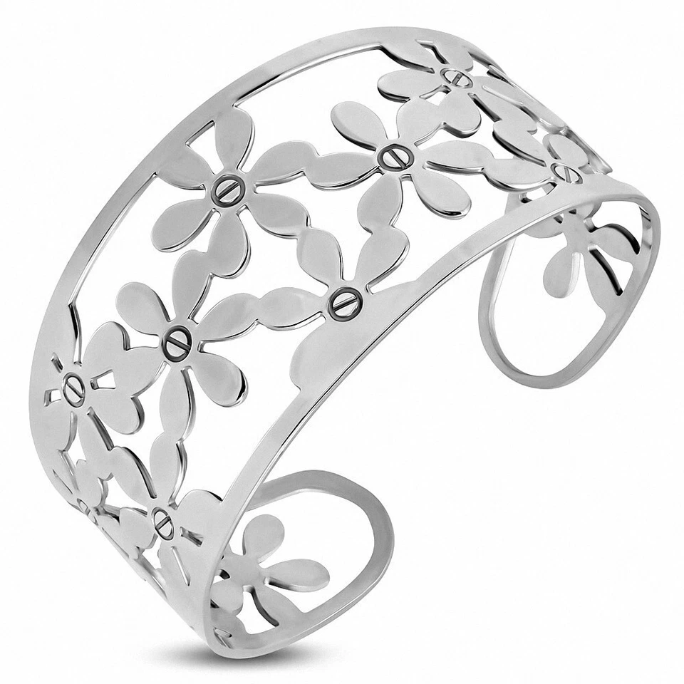 Bracelet manchette en dentelle avec vis étoile en acier inoxydable - Photo 1/1