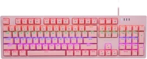 Tastatur Mechanisch Pink Gaming Schalter Blau 104 Schaltflächen Hinterleuchtet - Bild 1 von 4
