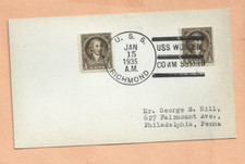 U.S.S.  WORDEN COMMISSIONED JAN 15,1935 USS RICHMOND   NAVAL CARD