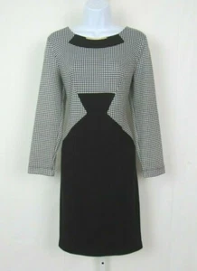 VENUS SIZE 12 HOUNDSTOOTH DRESS BLACK WHITE MADE IN POLAND POLY - Picture 1 of 7