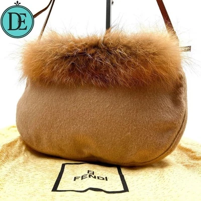 Rare Item FENDI Accessory Pouch Mink Fur Leather Silver Hardware - Image 1 of 4