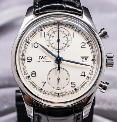 IWC Portugieser Chronograph Classic 42mm $12K MSRP Black Alligator IW371445 - Image 1 of 4
