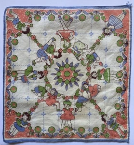 VINTAGE um 1950 RETRO KINDERGRÖSSE STOFF TASCHENTUCH TASCHENTUCH KINDER DESIGN - Bild 1 von 7