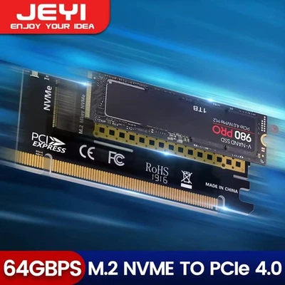 JEYI M.2 NVME to PCIE X16 Adapter, 2280/60/42/30 to PCIe 4.0 3.0 GEN4 64Gbps, UK - Image 1 of 4