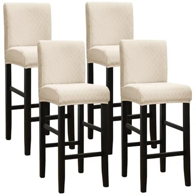  Bar Stool Covers Set of 4, Stretch Washable Barstool Seat Covers 4PCS S2-beige - Image 1 of 4