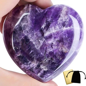 60mm Amethyst Crystal Heart Large Healing Crystals Heart Love Shaped Stone Cr... - Picture 1 of 6