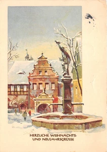 AK Herzliche Weihnachts- und Neujahrsgrüsse Stadt Denkmal DDR Künstlerkarte - Bild 1 von 2