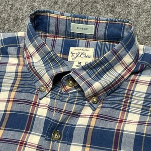 Camisa J.Crew Para Hombres Mediana Calce Clásico Azul Abotonada Indian Madras Cuadros - Imagen 1 de 11