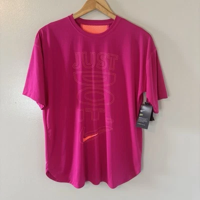 Nike Niñas NUEVA Camisa Rosa Naranja Panel de Malla Solo Hazlo Logo Top Dri Fit Juvenil XL Foto 1 de 4