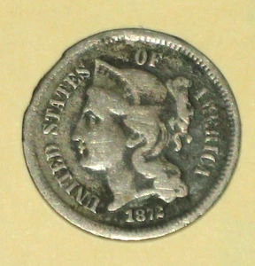 US 1872 THREE CENT COIN 1872 Three Cent Circulated Coin Not Cleaned #86416122724 - Picture 1 of 2