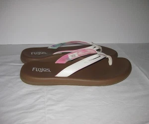 Flojos Damen-Flip-Flops/Sandalen weiß & Batikfutter Größe 9 - Bild 1 von 12