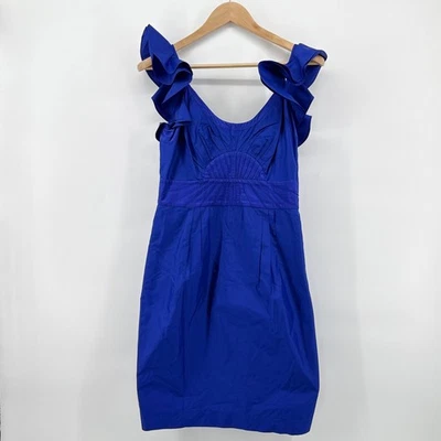 Vestido Catherine Malandrino Seda Volantes Manga Gorra Talla 8 Plisado Mini Cóctel Foto 1 de 4