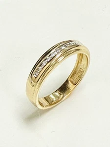 14k Solid Yellow Gold .10 Tcw. Diamond Men’s Wedding Band Size 10.5 - Picture 1 of 8