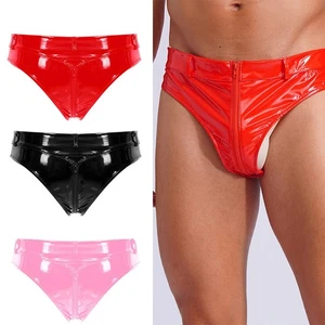 Hombres Calzoncillos Travesti Bragas Ropa de Club Tanga Aspecto Húmedo Ropa Interior Tanga PVC - Imagen 1 de 51