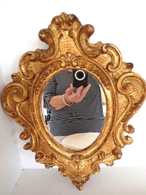 Espejo protector vintage italiano florentino dorado madera 15" X 12" Foto 1 de 4