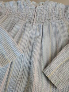 Intimate Essentials Seersucker House Coat Robe M Blue White Striped Full Zip - Picture 1 of 9