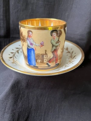 Dagoty Paris Porcelain Cup and saucer  C.1810 Sevres/ Beautiful handpainted - Image 1 of 4