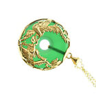 24K Gold Plated Dragon Phoenix Pendant Malaysia Jade Jewelry Chain Necklace