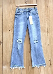 Risen Jeans NWT #RDP5479 Distressed Raw Hem Light Wash Sz 5/27 - Picture 1 of 8