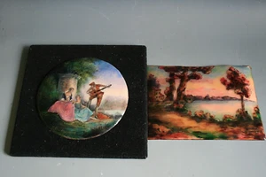 DOS PLACAS ANTIGUAS DE ESMALTE LIMOGES DEL SIGLO XIX - Imagen 1 de 5