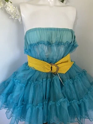 Vintage 80s Yellow Wearable Art Gold Double Buckle 33" X 3" Belt Philip Sand NWT - Image 1 of 4