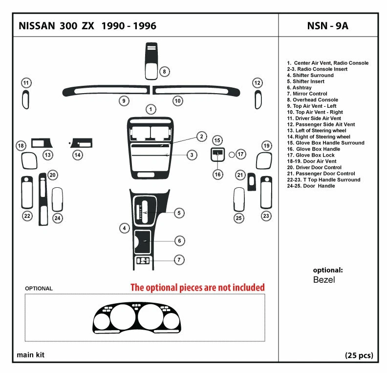 Interior Real Carbon Fiber Dash Trim Kit for NISSAN 300ZX 1990-1996 - Image 1 of 4