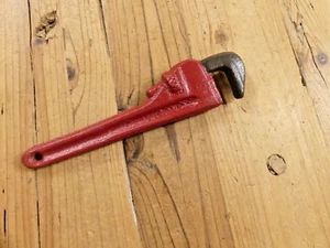 Hand Held Bottle Opener Cast Iron Pipe Wrench Red Beer Pop Soda Bar Handyman - Picture 1 of 8