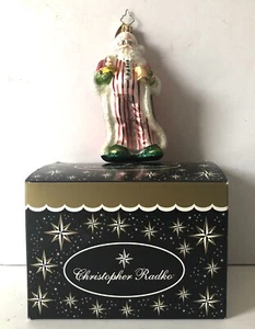 Adorno de Navidad de vidrio Christopher Radko ""Satinado como nuevo Santa"" Retirado 2008 - Imagen 1 de 12