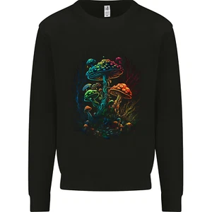 Magic Mushrooms Psychedelic Trippy LSD Kids Sweatshirt Jumper - Picture 1 of 3