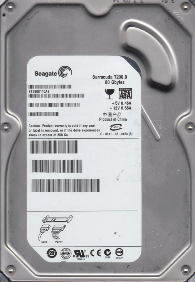80 GB SATA Seagate barracuda 7200.9 ST3808110AS 8MB HDD 3.5 " Internal Hard - Image 1 of 1