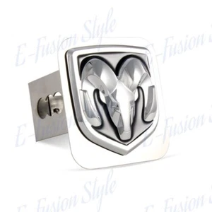 For Dodge Ram 3D Logo Chrome Stainless Steel Hitch Cover For 2" Trailer Receiver - Picture 1 of 1