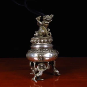 Tíbet plata Simhamukha estatua deidad Vajradaka Dorje quemadores de incienso incensario - Imagen 1 de 10