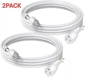 Paquete de 2 cables de extensión/cables de alimentación de alta resistencia de 8 pies listados por 6/3 UL, blanco - Imagen 1 de 8