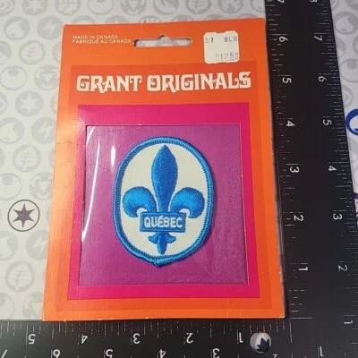 GRANT QUEBEC PATCH CANADA embroidered iron-on EMBLEM CANADIAN PROVINCE FRENCH QC - Image 1 of 4