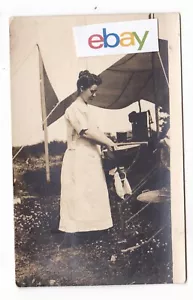 1910 RPPC HORTON KANSAS WASHING CLOTHS TENT GALVANIZE TUB VINTAGE POSTCARD KS !! - Picture 1 of 2